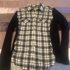 Ladies large black/white slim fit long sleeve